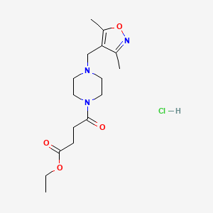 molecular formula C16H26ClN3O4 B2787760 Ethyl 4-(4-((3,5-dimethylisoxazol-4-yl)methyl)piperazin-1-yl)-4-oxobutanoate hydrochloride CAS No. 1351609-37-4