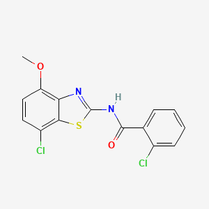 molecular formula C15H10Cl2N2O2S B2787768 2-chloro-N-(7-chloro-4-methoxybenzo[d]thiazol-2-yl)benzamide CAS No. 886963-60-6