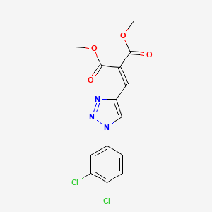 molecular formula C14H11Cl2N3O4 B2787785 dimethyl 2-{[1-(3,4-dichlorophenyl)-1H-1,2,3-triazol-4-yl]methylene}malonate CAS No. 866135-82-2