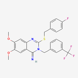 2-[(4-fluorobenzyl)sulfanyl]-6,7-dimethoxy-3-[3-(trifluoromethyl)benzyl]-4(3H)-quinazolinimine