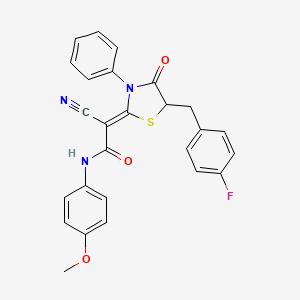 (Z)-2-cyano-2-(5-(4-fluorobenzyl)-4-oxo-3-phenylthiazolidin-2-ylidene)-N-(4-methoxyphenyl)acetamide