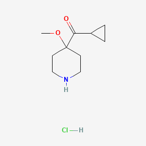 molecular formula C10H18ClNO2 B2787794 Cyclopropyl-(4-methoxypiperidin-4-yl)methanone;hydrochloride CAS No. 2470435-33-5