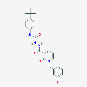 molecular formula C24H25FN4O3 B2787826 N-(4-(tert-butyl)phenyl)-2-(1-(3-fluorobenzyl)-2-oxo-1,2-dihydropyridine-3-carbonyl)hydrazinecarboxamide CAS No. 1105226-30-9