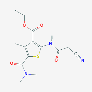molecular formula C14H17N3O4S B2787829 Ethyl 2-[(cyanoacetyl)amino]-5-[(dimethylamino)-carbonyl]-4-methylthiophene-3-carboxylate CAS No. 545372-76-7