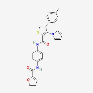 molecular formula C27H21N3O3S B2787841 N-{4-[4-(4-methylphenyl)-3-(1H-pyrrol-1-yl)thiophene-2-amido]phenyl}furan-2-carboxamide CAS No. 1207047-90-2