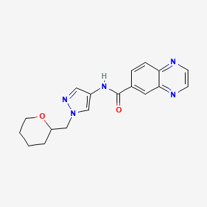 molecular formula C18H19N5O2 B2787860 N-{1-[(oxan-2-yl)methyl]-1H-pyrazol-4-yl}quinoxaline-6-carboxamide CAS No. 2034528-96-4