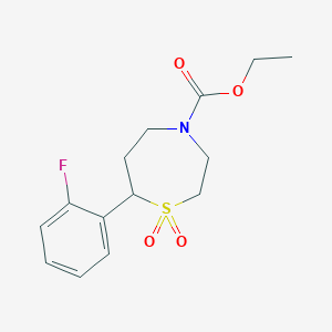 molecular formula C14H18FNO4S B2787868 ethyl 7-(2-fluorophenyl)-1,1-dioxo-1lambda6,4-thiazepane-4-carboxylate CAS No. 2189434-91-9