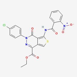 molecular formula C22H15ClN4O6S B2787877 ethyl 3-(4-chlorophenyl)-5-(2-nitrobenzamido)-4-oxo-3H,4H-thieno[3,4-d]pyridazine-1-carboxylate CAS No. 851950-52-2