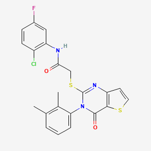 molecular formula C22H17ClFN3O2S2 B2787878 N-(2-chloro-5-fluorophenyl)-2-{[3-(2,3-dimethylphenyl)-4-oxo-3,4-dihydrothieno[3,2-d]pyrimidin-2-yl]sulfanyl}acetamide CAS No. 1291852-77-1