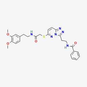 molecular formula C26H28N6O4S B2787917 N-(2-(6-((2-((3,4-dimethoxyphenethyl)amino)-2-oxoethyl)thio)-[1,2,4]triazolo[4,3-b]pyridazin-3-yl)ethyl)benzamide CAS No. 872994-23-5
