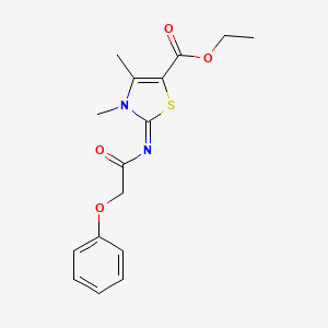 molecular formula C16H18N2O4S B2787920 ethyl (2Z)-3,4-dimethyl-2-[(2-phenoxyacetyl)imino]-2,3-dihydro-1,3-thiazole-5-carboxylate CAS No. 476628-28-1