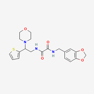 molecular formula C20H23N3O5S B2787944 N1-(benzo[d][1,3]dioxol-5-ylmethyl)-N2-(2-morpholino-2-(thiophen-2-yl)ethyl)oxalamide CAS No. 942012-09-1