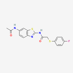 molecular formula C17H14FN3O2S2 B2787954 N-(6-acetamido-1,3-benzothiazol-2-yl)-2-[(4-fluorophenyl)sulfanyl]acetamide CAS No. 895490-24-1