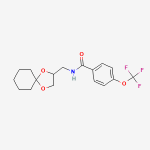 molecular formula C17H20F3NO4 B2787989 N-({1,4-dioxaspiro[4.5]decan-2-yl}methyl)-4-(trifluoromethoxy)benzamide CAS No. 1396712-14-3