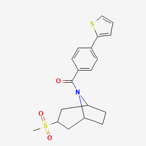 molecular formula C19H21NO3S2 B2787995 3-methanesulfonyl-8-[4-(thiophen-2-yl)benzoyl]-8-azabicyclo[3.2.1]octane CAS No. 1704616-44-3