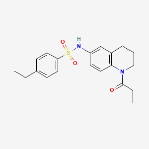 molecular formula C20H24N2O3S B2788001 4-ethyl-N-(1-propanoyl-1,2,3,4-tetrahydroquinolin-6-yl)benzene-1-sulfonamide CAS No. 954082-25-8