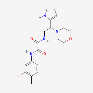 molecular formula C20H25FN4O3 B2788098 N1-(3-fluoro-4-methylphenyl)-N2-(2-(1-methyl-1H-pyrrol-2-yl)-2-morpholinoethyl)oxalamide CAS No. 1049398-51-7