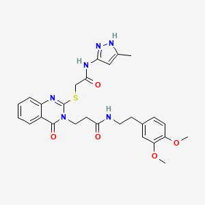 N-(3,4-dimethoxyphenethyl)-3-(2-((2-((3-methyl-1H-pyrazol-5-yl)amino)-2-oxoethyl)thio)-4-oxoquinazolin-3(4H)-yl)propanamide