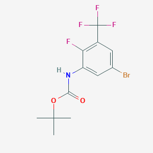 molecular formula C12H12BrF4NO2 B2788140 Tert-butyl N-[5-bromo-2-fluoro-3-(trifluoromethyl)phenyl]carbamate CAS No. 2287287-41-4