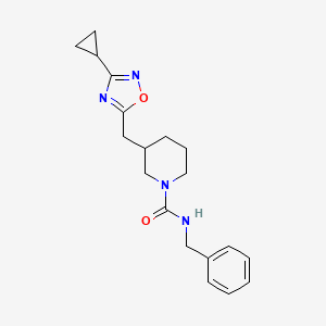 molecular formula C19H24N4O2 B2788165 N-benzyl-3-[(3-cyclopropyl-1,2,4-oxadiazol-5-yl)methyl]piperidine-1-carboxamide CAS No. 1705549-91-2