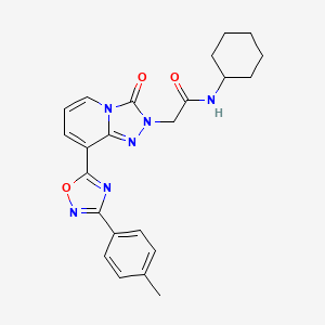 molecular formula C23H24N6O3 B2788184 N-cyclohexyl-2-{8-[3-(4-methylphenyl)-1,2,4-oxadiazol-5-yl]-3-oxo-2H,3H-[1,2,4]triazolo[4,3-a]pyridin-2-yl}acetamide CAS No. 1260927-63-6