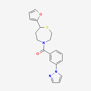 molecular formula C19H19N3O2S B2788196 (3-(1H-pyrazol-1-yl)phenyl)(7-(furan-2-yl)-1,4-thiazepan-4-yl)methanone CAS No. 1705354-96-6