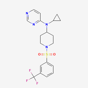 molecular formula C19H21F3N4O2S B2788224 N-cyclopropyl-N-{1-[3-(trifluoromethyl)benzenesulfonyl]piperidin-4-yl}pyrimidin-4-amine CAS No. 2380168-40-9