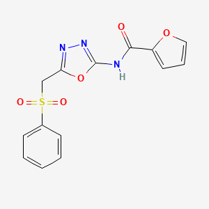 molecular formula C14H11N3O5S B2788269 N-(5-((phenylsulfonyl)methyl)-1,3,4-oxadiazol-2-yl)furan-2-carboxamide CAS No. 923482-00-2