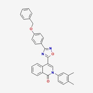 molecular formula C32H25N3O3 B2788337 4-{3-[4-(benzyloxy)phenyl]-1,2,4-oxadiazol-5-yl}-2-(3,4-dimethylphenyl)-1,2-dihydroisoquinolin-1-one CAS No. 1326929-54-7