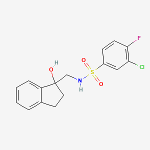 3-chloro-4-fluoro-N-((1-hydroxy-2,3-dihydro-1H-inden-1-yl)methyl)benzenesulfonamide
