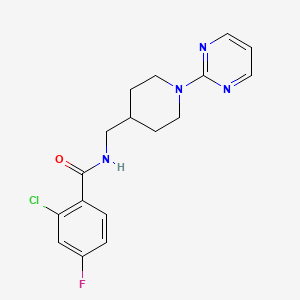 2-chloro-4-fluoro-N-((1-(pyrimidin-2-yl)piperidin-4-yl)methyl)benzamide