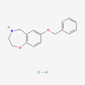 molecular formula C16H18ClNO2 B2788378 7-(Benzyloxy)-2,3,4,5-tetrahydrobenzo[f][1,4]oxazepine hydrochloride CAS No. 2171990-56-8