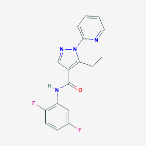 molecular formula C17H14F2N4O B278839 N-(2,5-difluorophenyl)-5-ethyl-1-(2-pyridinyl)-1H-pyrazole-4-carboxamide 
