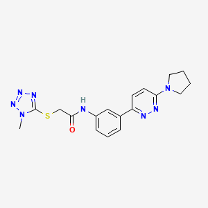 2-((1-methyl-1H-tetrazol-5-yl)thio)-N-(3-(6-(pyrrolidin-1-yl)pyridazin-3-yl)phenyl)acetamide