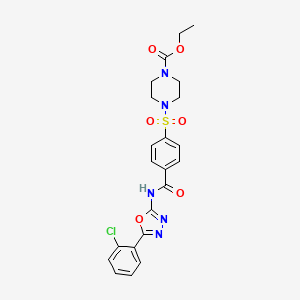 molecular formula C22H22ClN5O6S B2788435 Ethyl 4-((4-((5-(2-chlorophenyl)-1,3,4-oxadiazol-2-yl)carbamoyl)phenyl)sulfonyl)piperazine-1-carboxylate CAS No. 533869-28-2