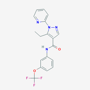 molecular formula C18H15F3N4O2 B278844 5-ethyl-1-(2-pyridinyl)-N-[3-(trifluoromethoxy)phenyl]-1H-pyrazole-4-carboxamide 