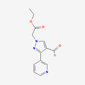 molecular formula C13H13N3O3 B2788443 ethyl 2-[4-formyl-3-(pyridin-3-yl)-1H-pyrazol-1-yl]acetate CAS No. 2095410-19-6