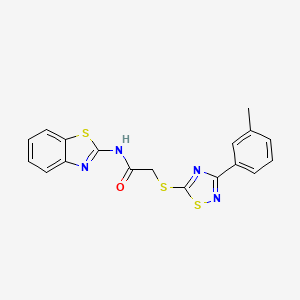 molecular formula C18H14N4OS3 B2788457 N-(1,3-benzothiazol-2-yl)-2-{[3-(3-methylphenyl)-1,2,4-thiadiazol-5-yl]sulfanyl}acetamide CAS No. 864918-23-0