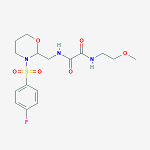 molecular formula C16H22FN3O6S B2788483 N'-{[3-(4-fluorobenzenesulfonyl)-1,3-oxazinan-2-yl]methyl}-N-(2-methoxyethyl)ethanediamide CAS No. 869071-25-0