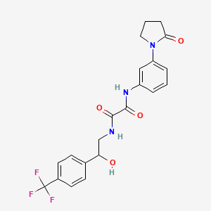 molecular formula C21H20F3N3O4 B2788505 N'-{2-hydroxy-2-[4-(trifluoromethyl)phenyl]ethyl}-N-[3-(2-oxopyrrolidin-1-yl)phenyl]ethanediamide CAS No. 1351587-50-2