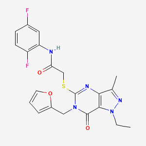 molecular formula C21H19F2N5O3S B2788529 N-(2,5-difluorophenyl)-2-({1-ethyl-6-[(furan-2-yl)methyl]-3-methyl-7-oxo-1H,6H,7H-pyrazolo[4,3-d]pyrimidin-5-yl}sulfanyl)acetamide CAS No. 1359218-96-4