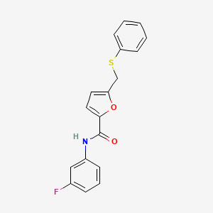 molecular formula C18H14FNO2S B2788536 N-(3-fluorophenyl)-5-((phenylthio)methyl)furan-2-carboxamide CAS No. 831211-60-0