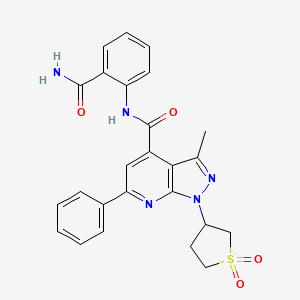 molecular formula C25H23N5O4S B2788550 N-(2-carbamoylphenyl)-1-(1,1-dioxidotetrahydrothiophen-3-yl)-3-methyl-6-phenyl-1H-pyrazolo[3,4-b]pyridine-4-carboxamide CAS No. 1105245-51-9