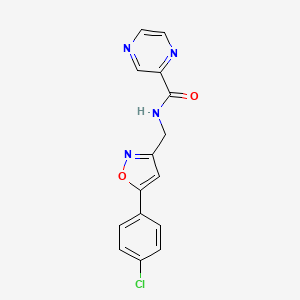 molecular formula C15H11ClN4O2 B2788564 N-((5-(4-chlorophenyl)isoxazol-3-yl)methyl)pyrazine-2-carboxamide CAS No. 1209399-07-4