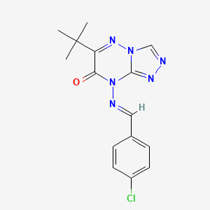molecular formula C15H15ClN6O B2788628 (E)-6-(tert-butyl)-8-((4-chlorobenzylidene)amino)-[1,2,4]triazolo[4,3-b][1,2,4]triazin-7(8H)-one CAS No. 538338-11-3