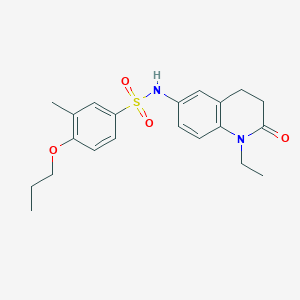 molecular formula C21H26N2O4S B2788646 N-(1-ethyl-2-oxo-1,2,3,4-tetrahydroquinolin-6-yl)-3-methyl-4-propoxybenzene-1-sulfonamide CAS No. 922105-50-8