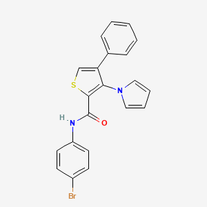 molecular formula C21H15BrN2OS B2788657 N-(4-bromophenyl)-4-phenyl-3-(1H-pyrrol-1-yl)thiophene-2-carboxamide CAS No. 1291859-19-2