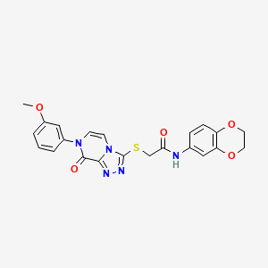 molecular formula C22H19N5O5S B2788663 N-(2,3-dihydro-1,4-benzodioxin-6-yl)-2-{[7-(3-methoxyphenyl)-8-oxo-7H,8H-[1,2,4]triazolo[4,3-a]pyrazin-3-yl]sulfanyl}acetamide CAS No. 1223850-73-4