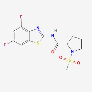 molecular formula C13H13F2N3O3S2 B2788675 N-(4,6-difluoro-1,3-benzothiazol-2-yl)-1-methanesulfonylpyrrolidine-2-carboxamide CAS No. 1188363-08-7