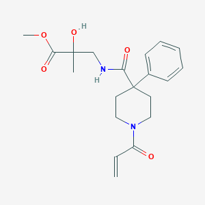 molecular formula C20H26N2O5 B2788681 Methyl 2-hydroxy-2-methyl-3-[(4-phenyl-1-prop-2-enoylpiperidine-4-carbonyl)amino]propanoate CAS No. 2361764-90-9